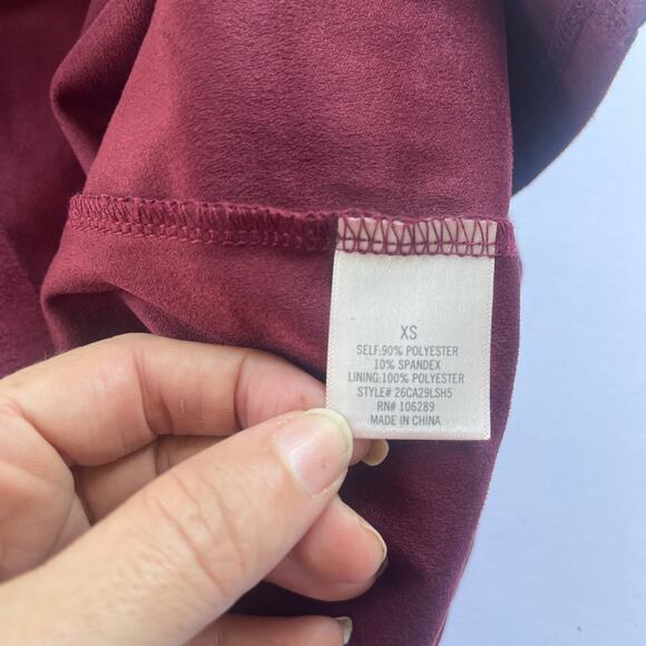 MI AMI Faux Suede Jumper Dress Sz XS Burgundy Y2k Dark Academia Retro Stretchy - Picture 11 of 12